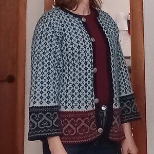 Handmade fairisle wool sweater jacket